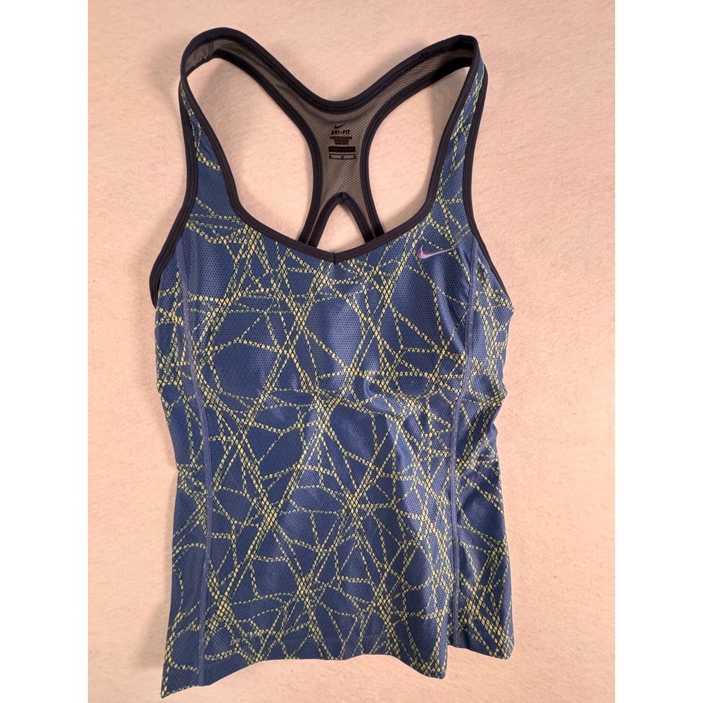 Nike Dri-FIT Womens Training Tank Top‎ Built-In Bra Blue Green 516967-431 Size M